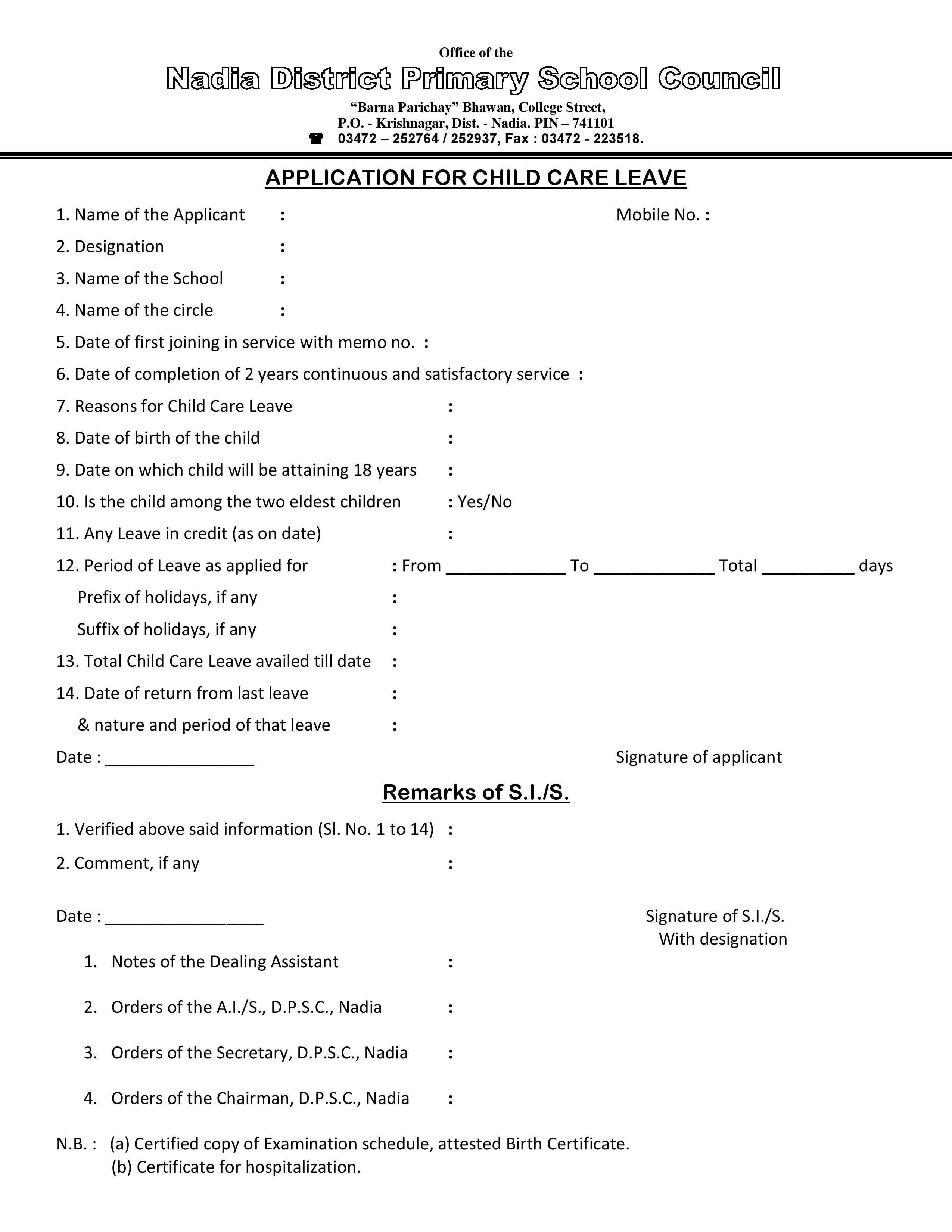 Sample leave application letter to principal